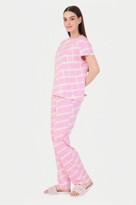 Sweet Dreams Typographic Printed Pyjama Set - Swan White — image 4